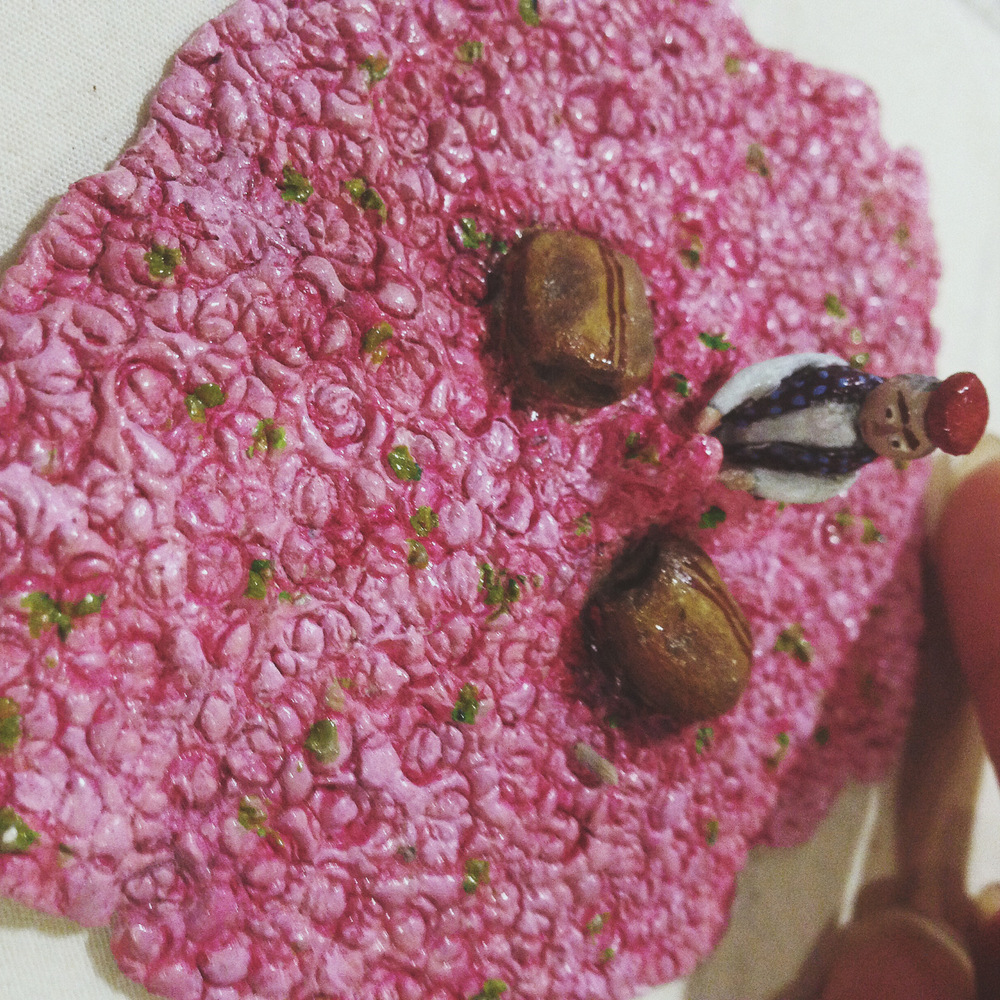 michelleflorida - Morrocan Rose Harvest A Morrocan man sit by his roses Clay, finished with acrylic paint, 2014.