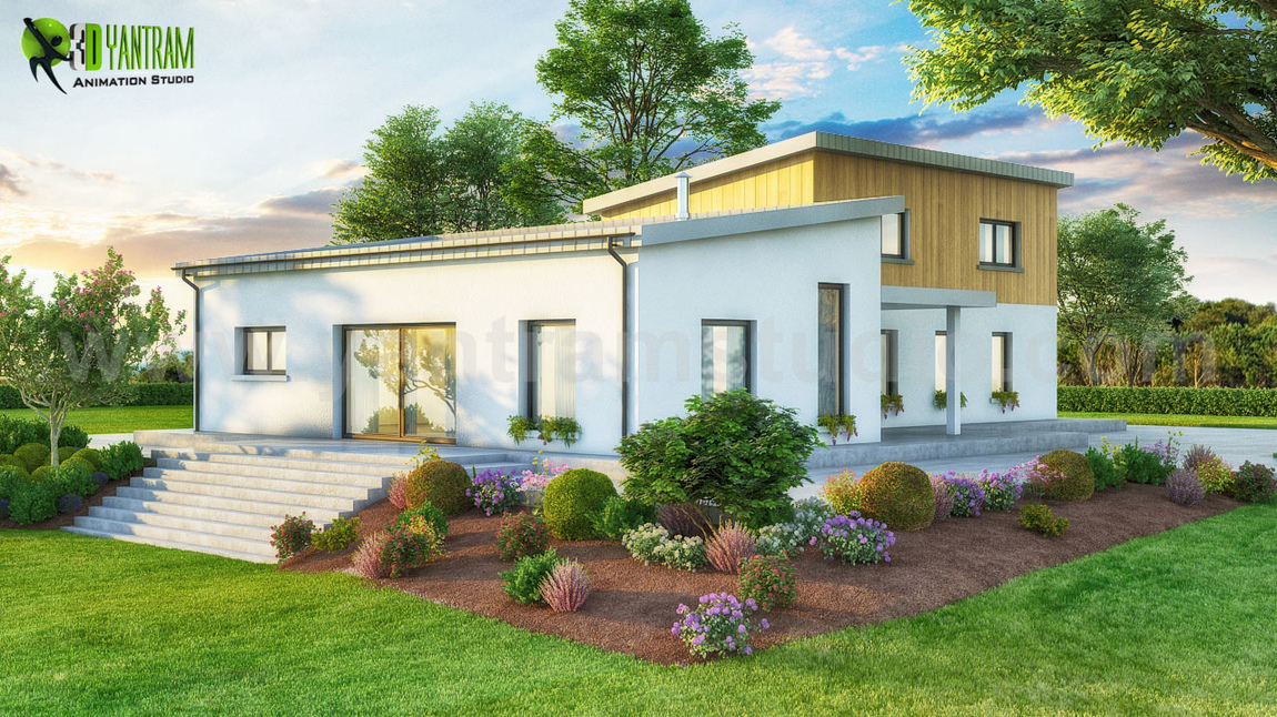 Yantram Studio - 3D Exterior Small Pod House of Rendering Design ideas by Yantram 3D Exterior Modeling, London - UK