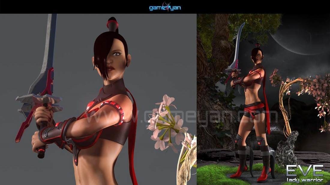 GameYan Studio - 3D Lady Warrior Game Character Modeling by GameYan Character Design companies - Florida, USA